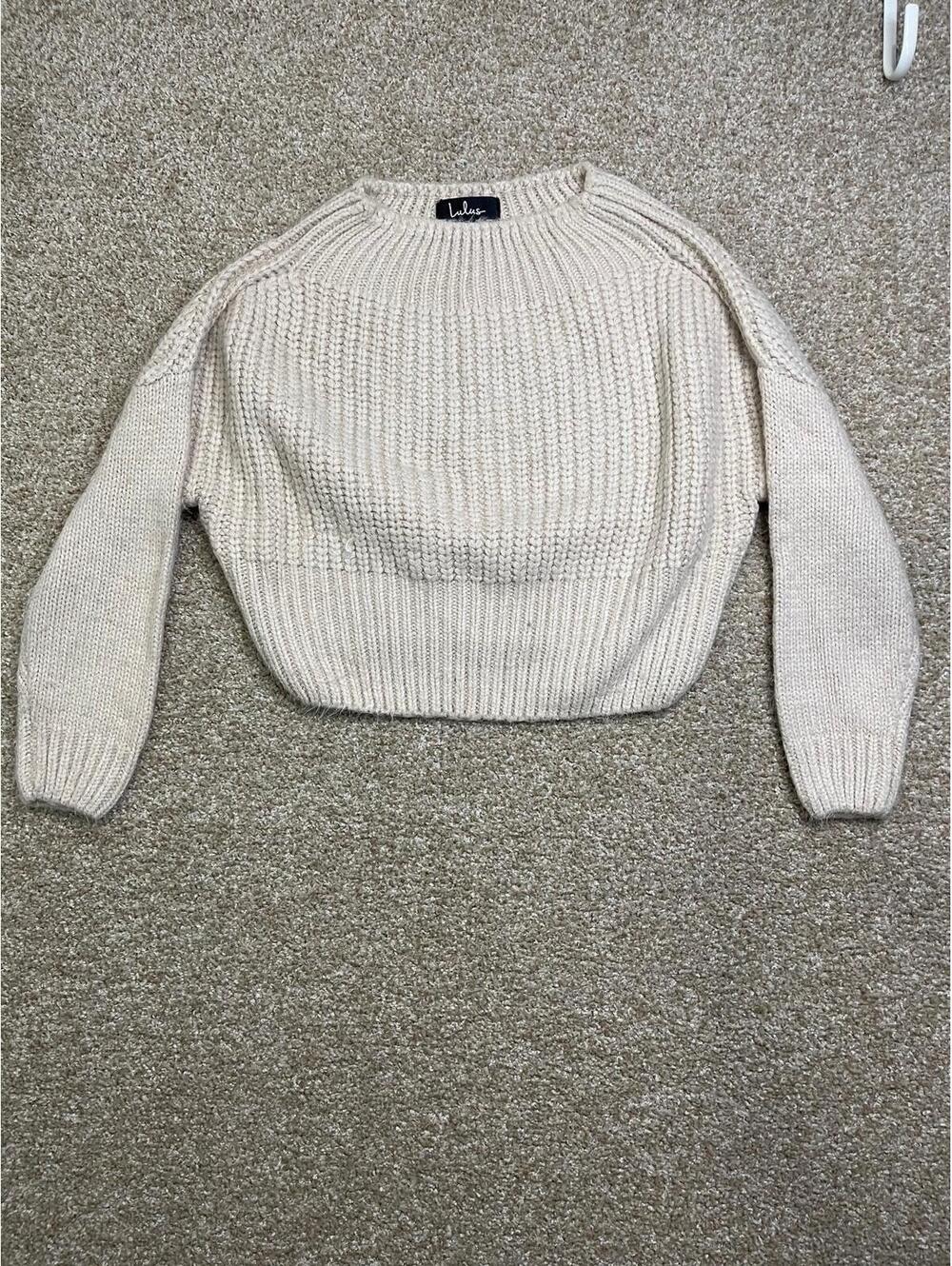Lulus Sweater Knit White Crop Sweater Size S